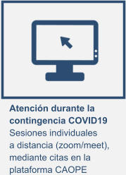Atención durante la contingencia COVID19 Sesiones individuales a distancia (zoom/meet), mediante citas en la plataforma CAOPE